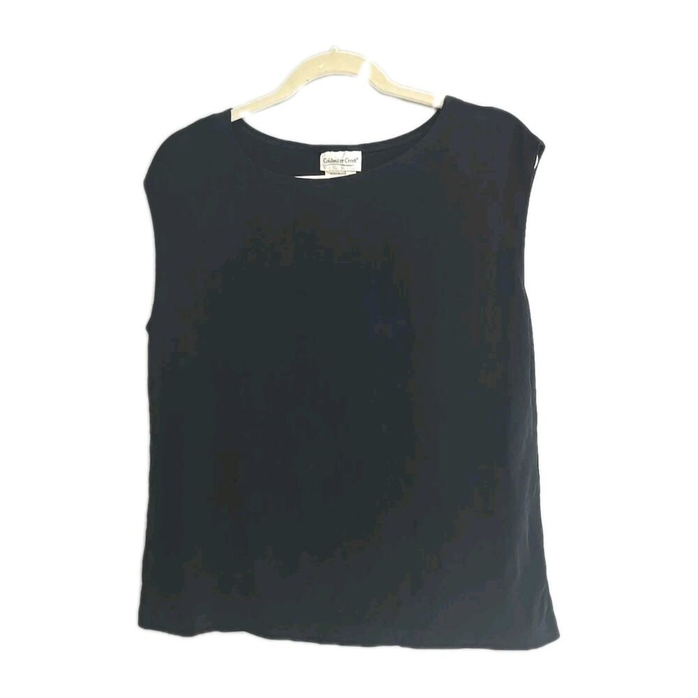 Coldwater Creek Black Crew Neck Slinky Acetate Sleeveless Top Womans Size Large